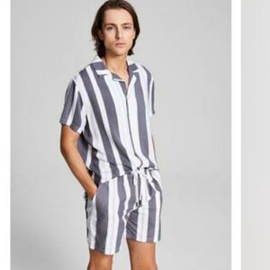 And Now This 17" Relaxed-Fit Stripe Drawstring Shorts Sz XL